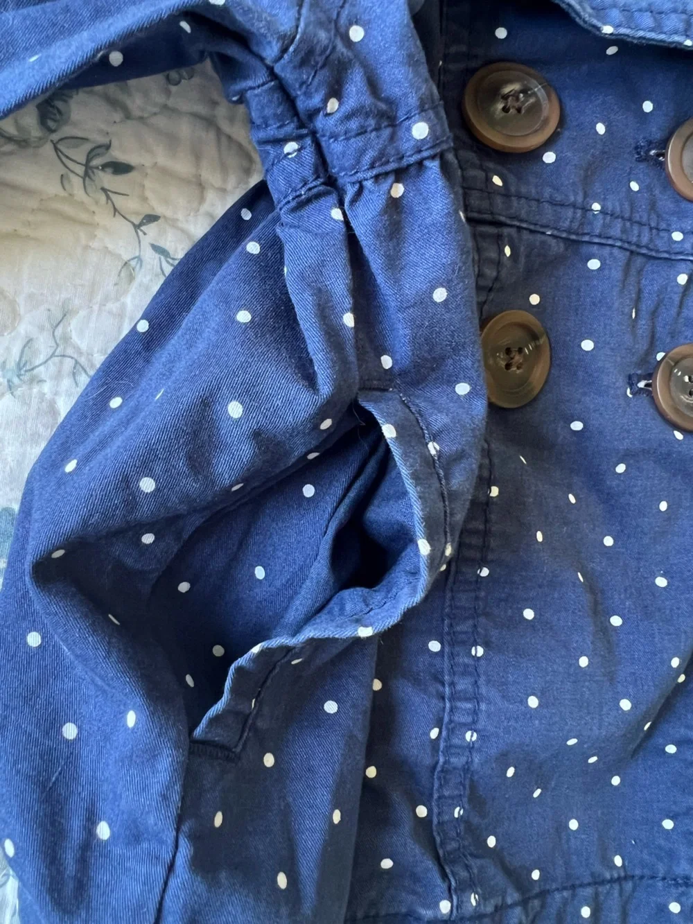 Old Navy Navy Blue Polka Dot Double-Breasted Pea Coat